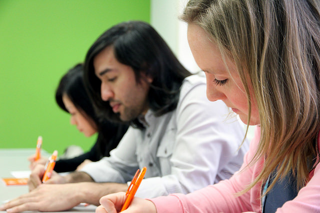 Students taking a test