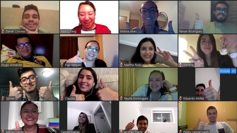 Group of people in a Zoom video call at ILSC and GC