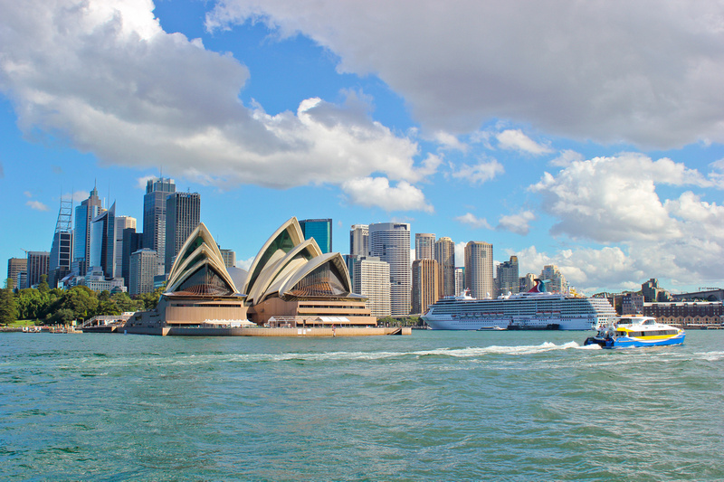 City skyline view of Sydney Australia with Opera House in background