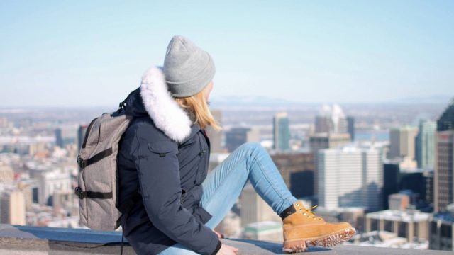 ILSC Montreal student wearing a toque and looking out over the city