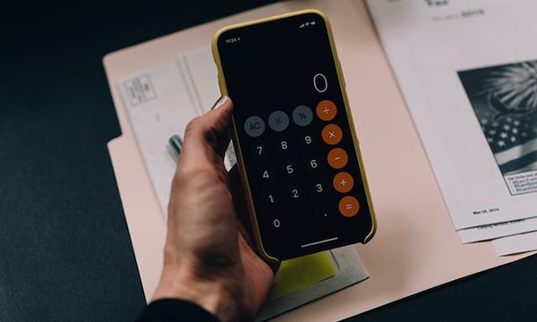 An iPhone calculator and documents.