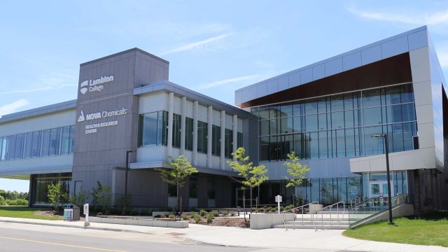 An exterior view of the Lambton College campus in Sarnia, Ontario, Canada.