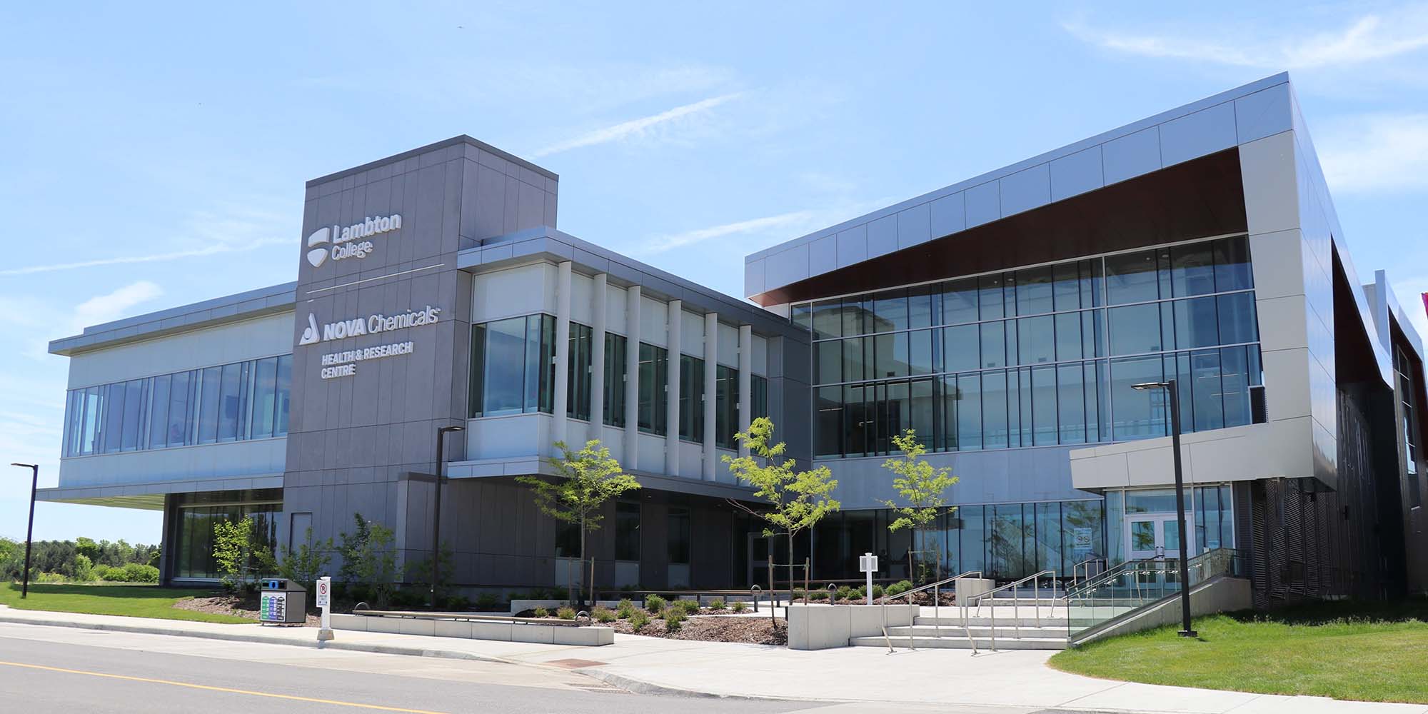 An exterior view of the Lambton College campus in Sarnia, Ontario, Canada.