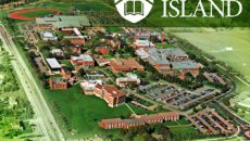An aerial view of the University of Prince Edward Island campus in Canada.